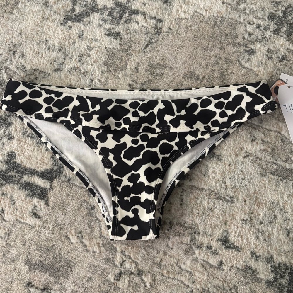 Time and Tru Monochrome Black and Cream Animal Print Swim Bottom